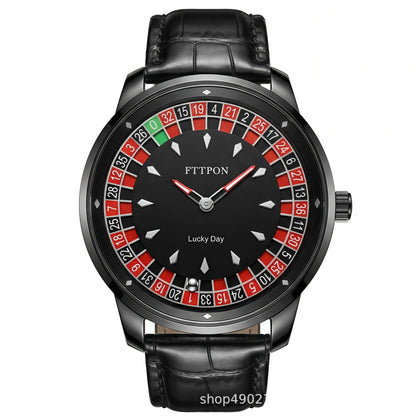 Men's Quartz Watch With Genuine Leather Strap And Pin Buckle Featuring Round Dial And Tempered Glass Mirror