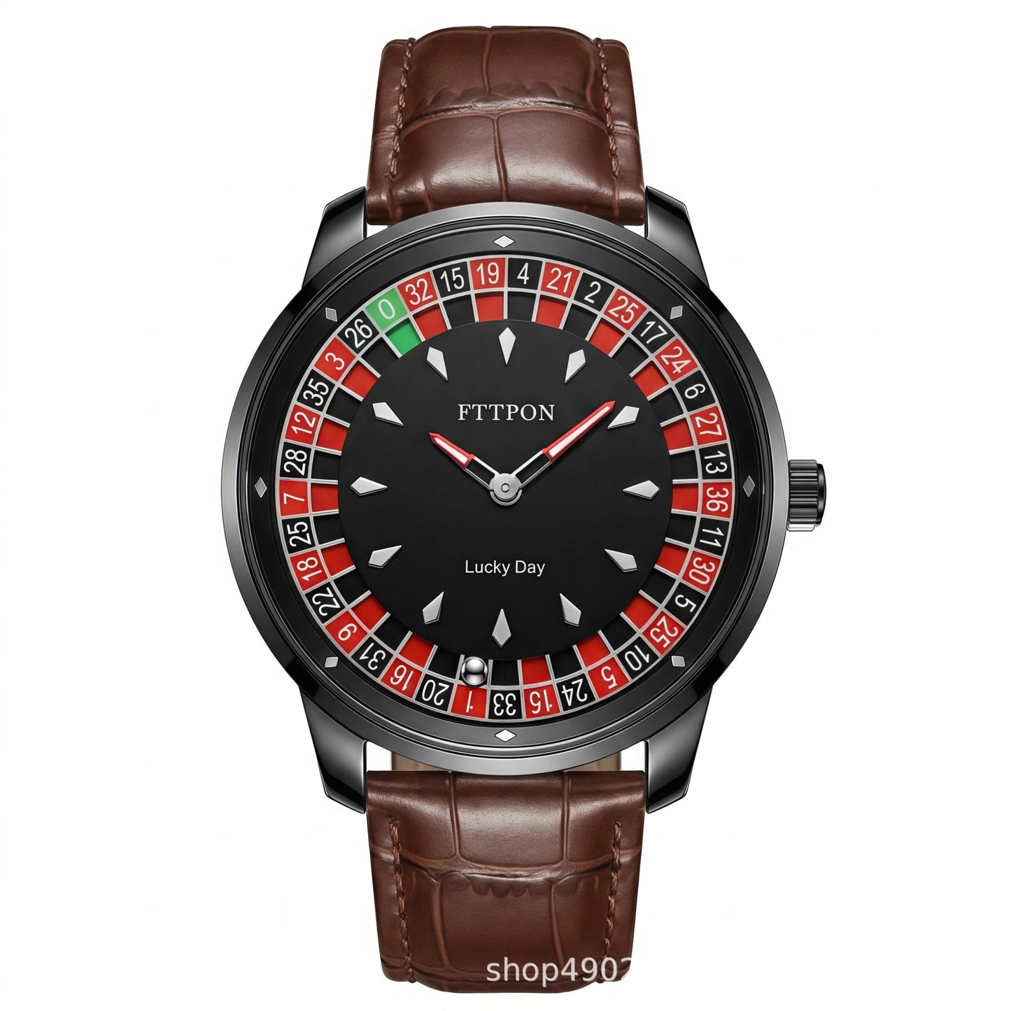 Men's Quartz Watch With Genuine Leather Strap And Pin Buckle Featuring Round Dial And Tempered Glass Mirror