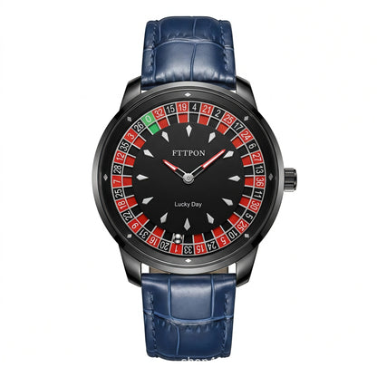 Men's Quartz Watch With Genuine Leather Strap And Pin Buckle Featuring Round Dial And Tempered Glass Mirror