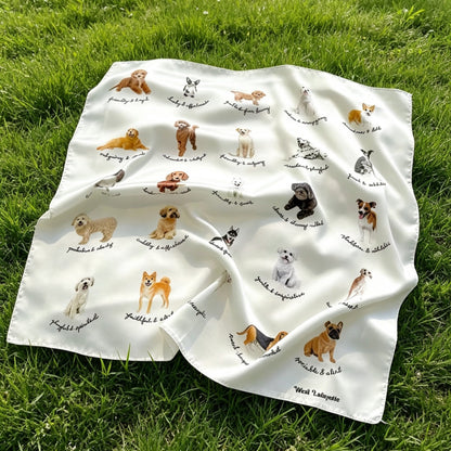 Cute Dog Bandanas For Women In Multicolor Polyester, Perfect For Spring & Summer
