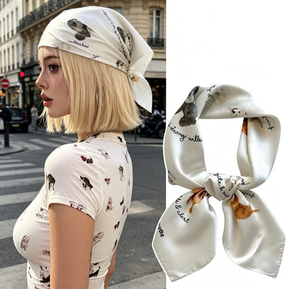 Cute Dog Bandanas For Women In Multicolor Polyester, Perfect For Spring & Summer