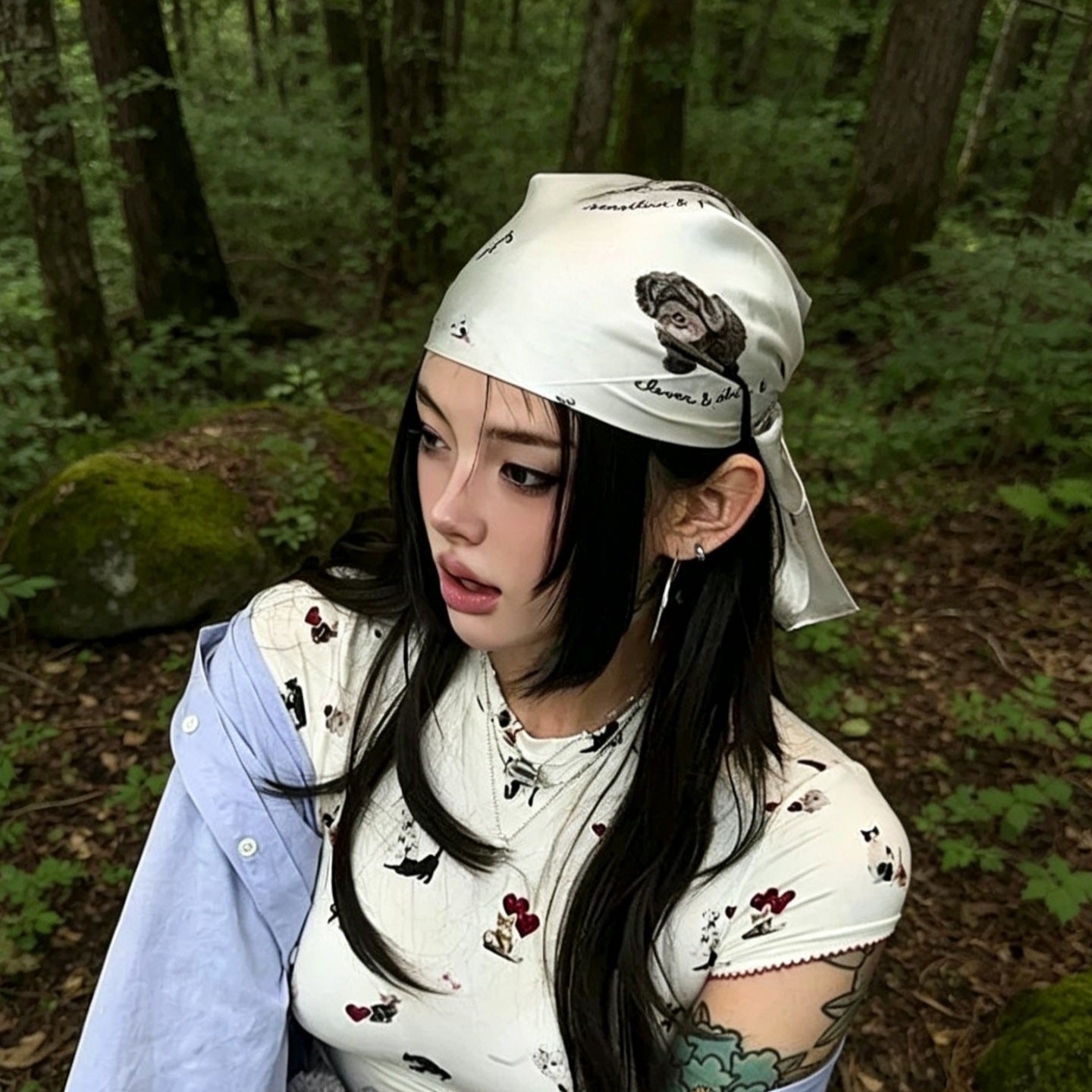 Cute Dog Bandanas For Women In Multicolor Polyester, Perfect For Spring & Summer