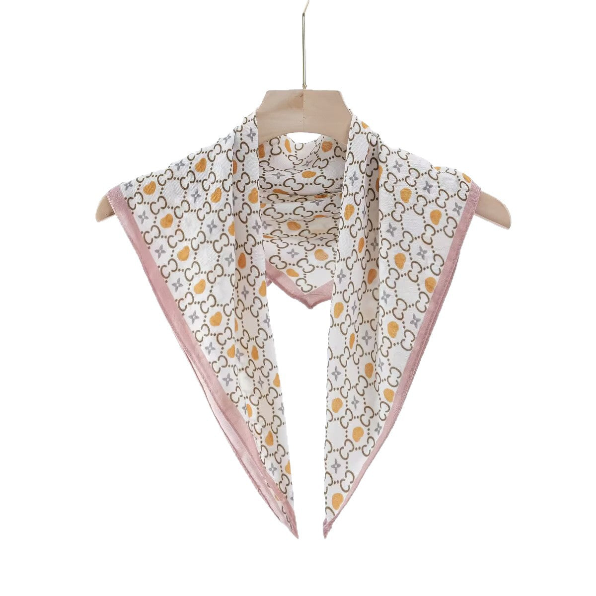 Silk Satin Scarf With Flowers Pattern In Commute Style, Perfect For Autumn Season