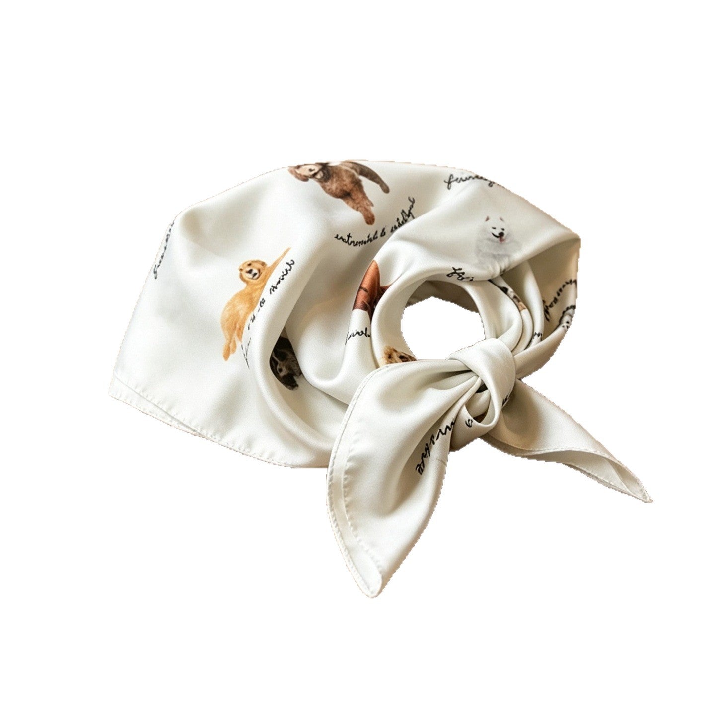 Cute Dog Bandanas For Women In Multicolor Polyester, Perfect For Spring & Summer