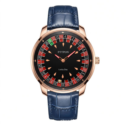 Men's Quartz Watch With Genuine Leather Strap And Pin Buckle Featuring Round Dial And Tempered Glass Mirror
