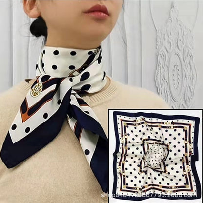 Women's Chiffon Silk Scarf With Flowers Pattern In White, Perfect For Spring