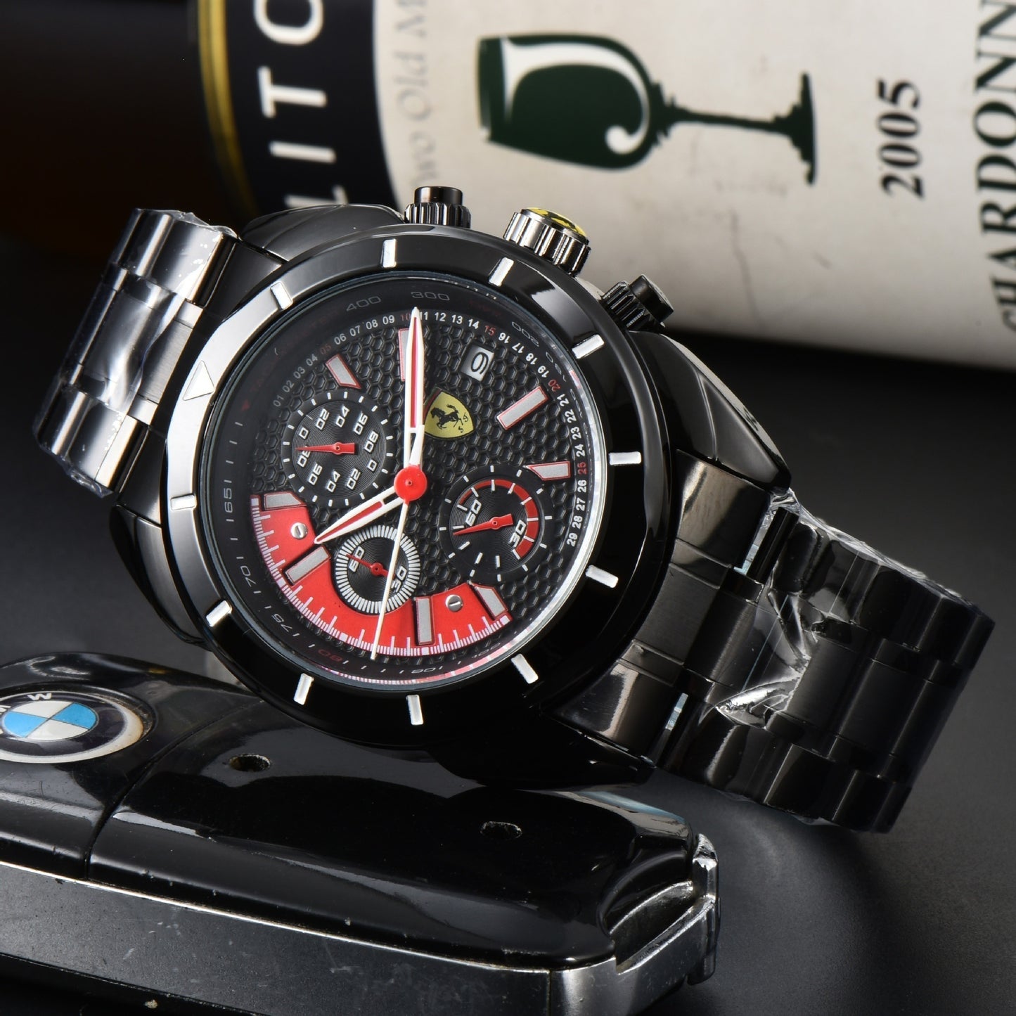 Men's Quartz Watch With Round Dial, Steel Belt Strap, Pin Buckle, And Ordinary Glass Mirror Material