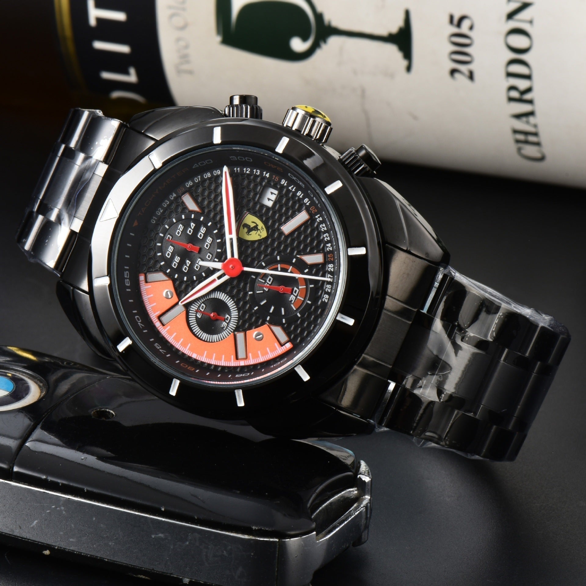 Men's Quartz Watch With Round Dial, Steel Belt Strap, Pin Buckle, And Ordinary Glass Mirror Material
