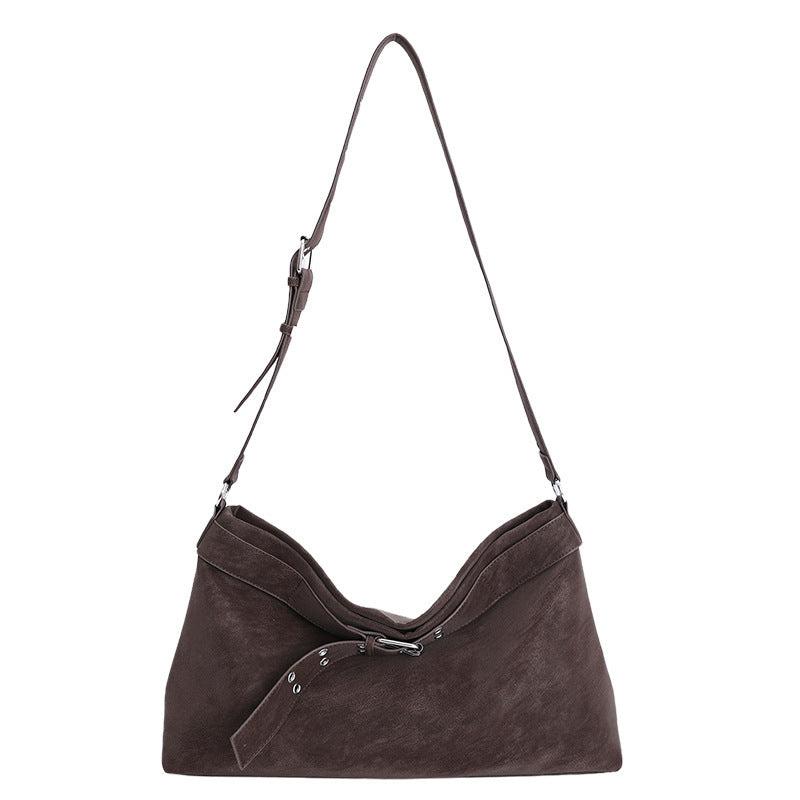 Square Genuine Leather Underarm Bag For Women With Sewing Thread Detail, Single Shoulder Strap, Perfect For Winter