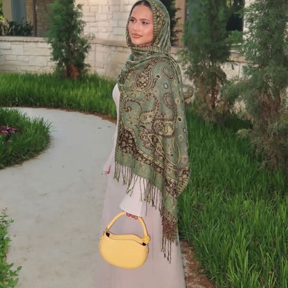 Polyester Tassel Shawl Scarf For Spring, Lightweight And Stylish Accessory