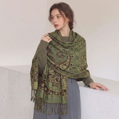 Polyester Tassel Shawl Scarf For Spring, Lightweight And Stylish Accessory