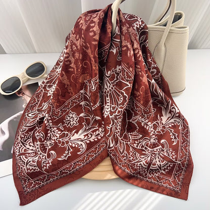 Women’s Silk Scarf With Cashew Nuts Pattern, Commute Style, Perfect For Spring Season