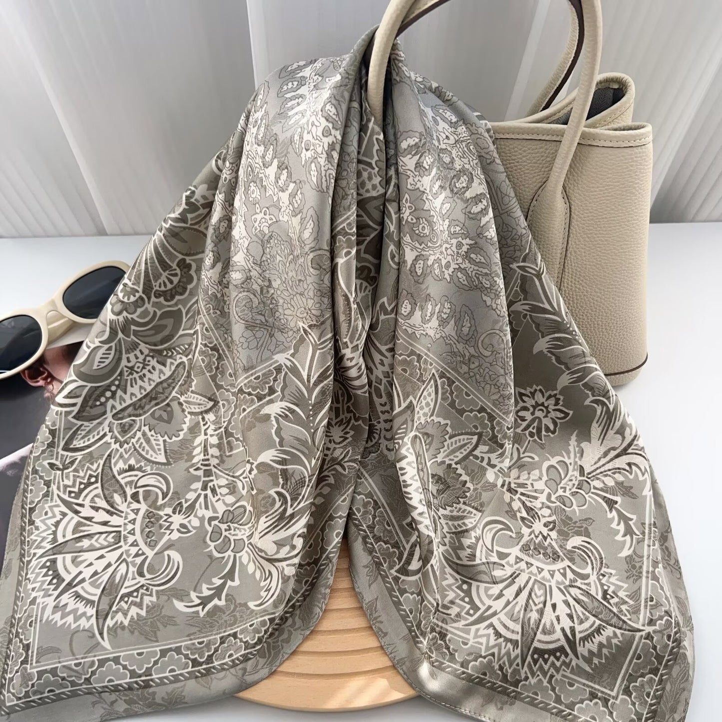 Women’s Silk Scarf With Cashew Nuts Pattern, Commute Style, Perfect For Spring Season