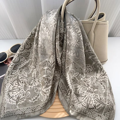 Women’s Silk Scarf With Cashew Nuts Pattern, Commute Style, Perfect For Spring Season