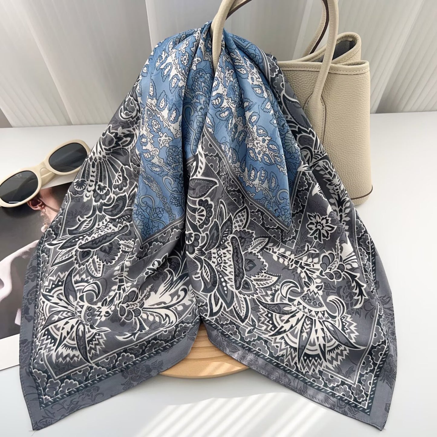 Women’s Silk Scarf With Cashew Nuts Pattern, Commute Style, Perfect For Spring Season