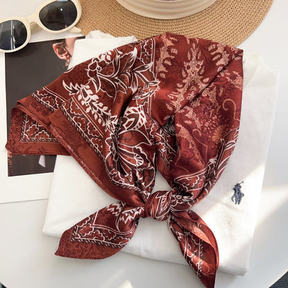 Women’s Silk Scarf With Cashew Nuts Pattern, Commute Style, Perfect For Spring Season