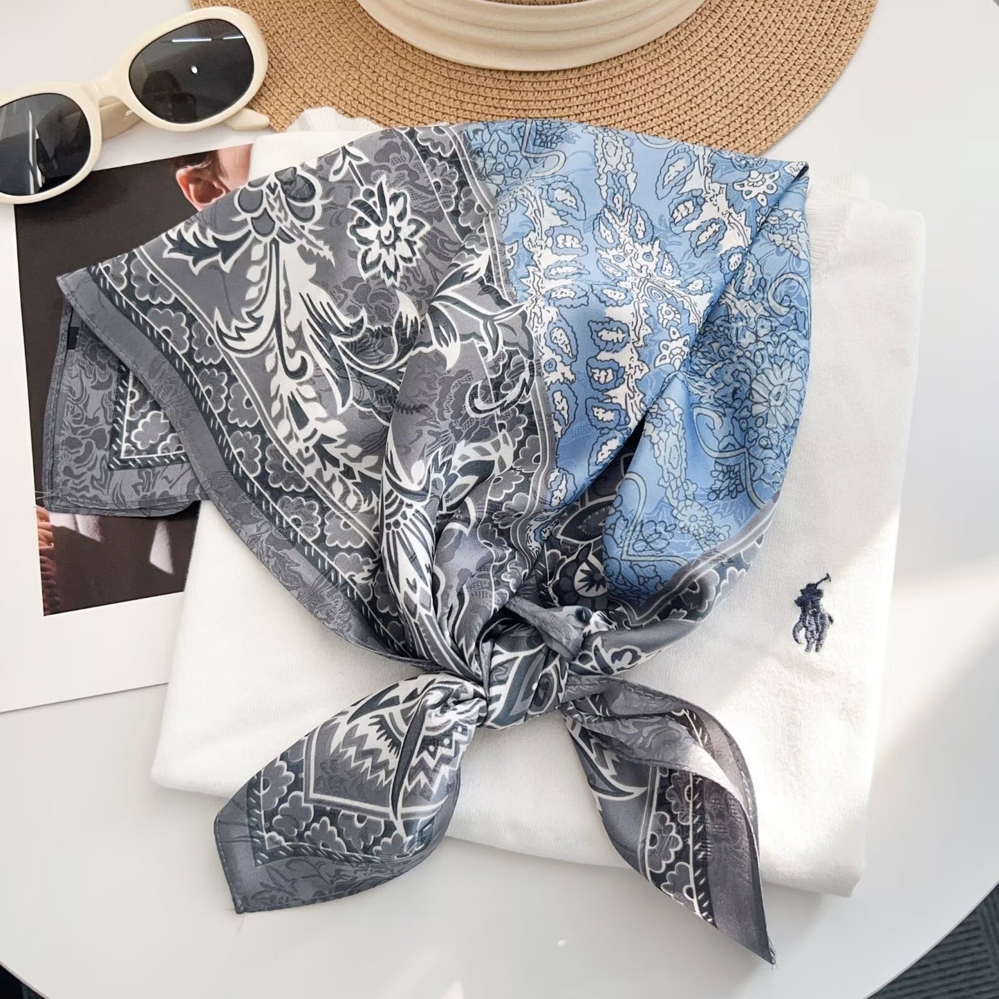 Women’s Silk Scarf With Cashew Nuts Pattern, Commute Style, Perfect For Spring Season