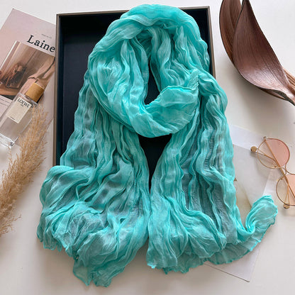 Solid Color Watermelon Red Polyester Scarf For Women, Commute Style, Perfect For Autumn And Winter