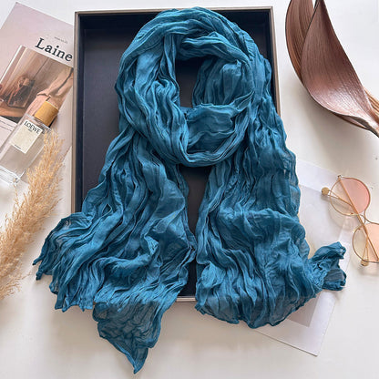 Solid Color Watermelon Red Polyester Scarf For Women, Commute Style, Perfect For Autumn And Winter
