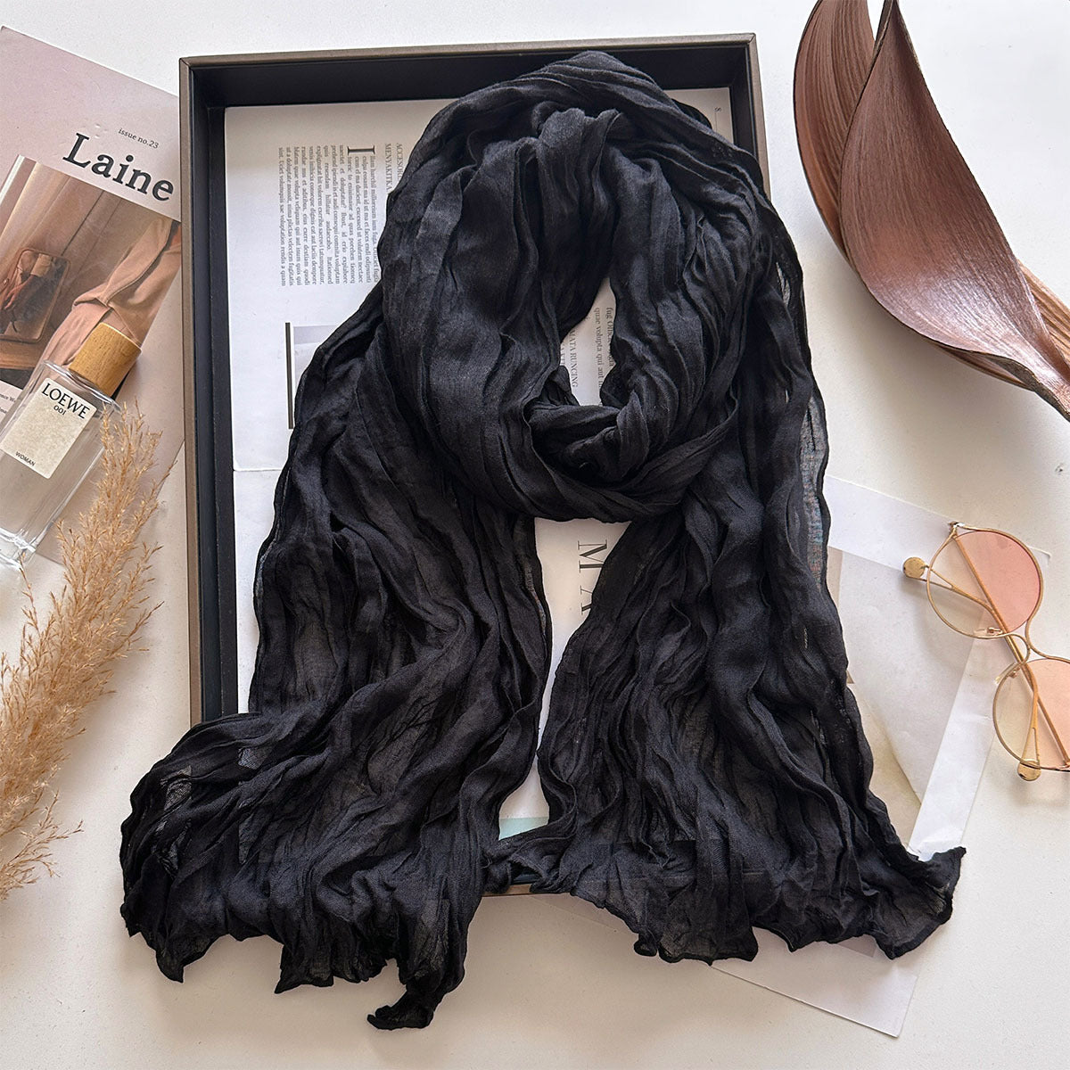 Solid Color Watermelon Red Polyester Scarf For Women, Commute Style, Perfect For Autumn And Winter