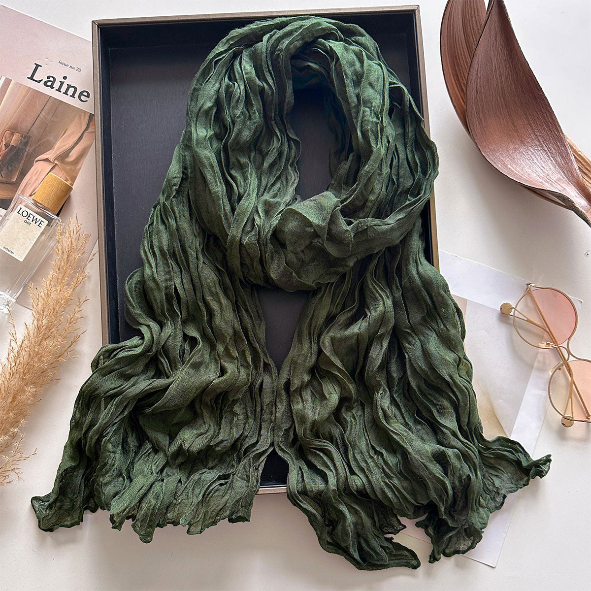 Solid Color Watermelon Red Polyester Scarf For Women, Commute Style, Perfect For Autumn And Winter