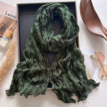 Solid Color Watermelon Red Polyester Scarf For Women, Commute Style, Perfect For Autumn And Winter