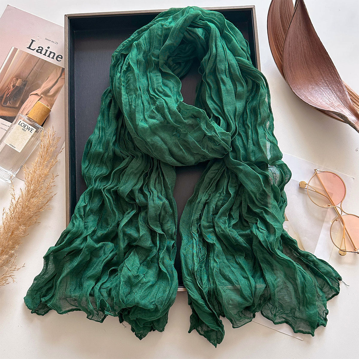 Solid Color Watermelon Red Polyester Scarf For Women, Commute Style, Perfect For Autumn And Winter