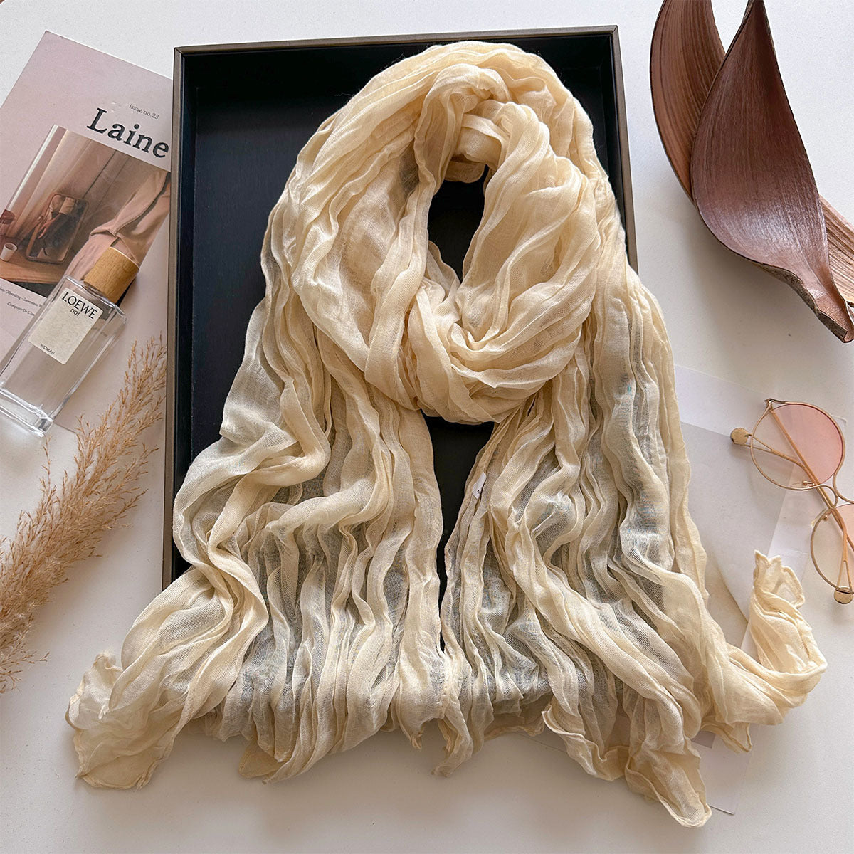Solid Color Watermelon Red Polyester Scarf For Women, Commute Style, Perfect For Autumn And Winter