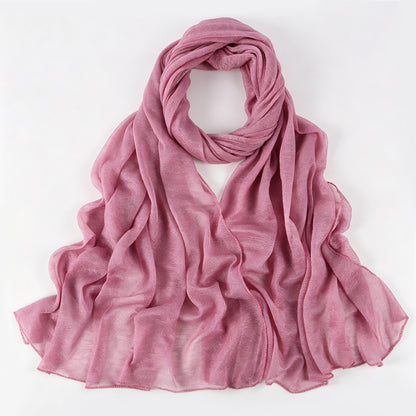 Solid Color Polyester Shawl Scarf In Multicolor For All Seasons