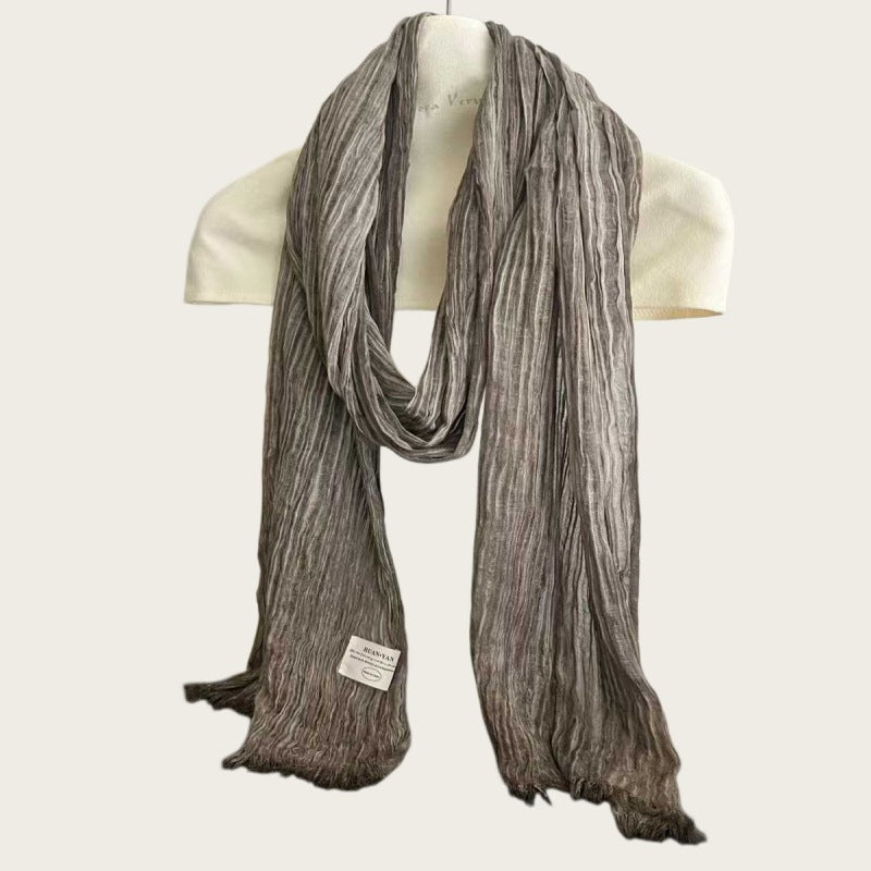 Solid Color White Polyester Scarf For Women, Perfect For Spring Season
