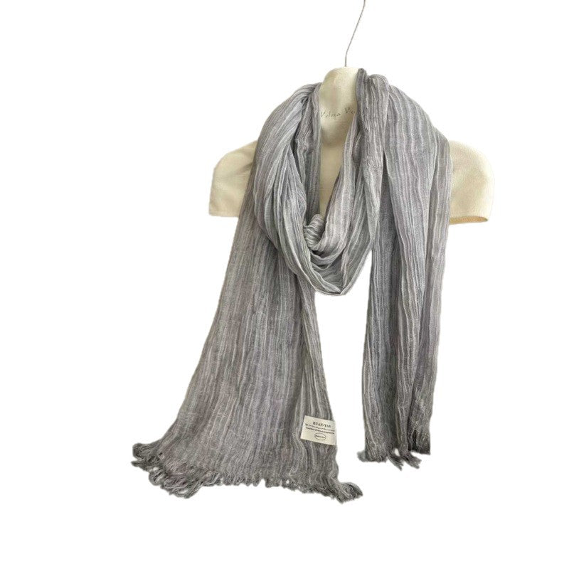 Solid Color White Polyester Scarf For Women, Perfect For Spring Season