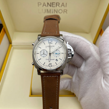 Men's Quartz Watch With Round Dial, Tempered Glass Mirror, Pointer Display, Imitation Leather Strap, And Pin Buckle