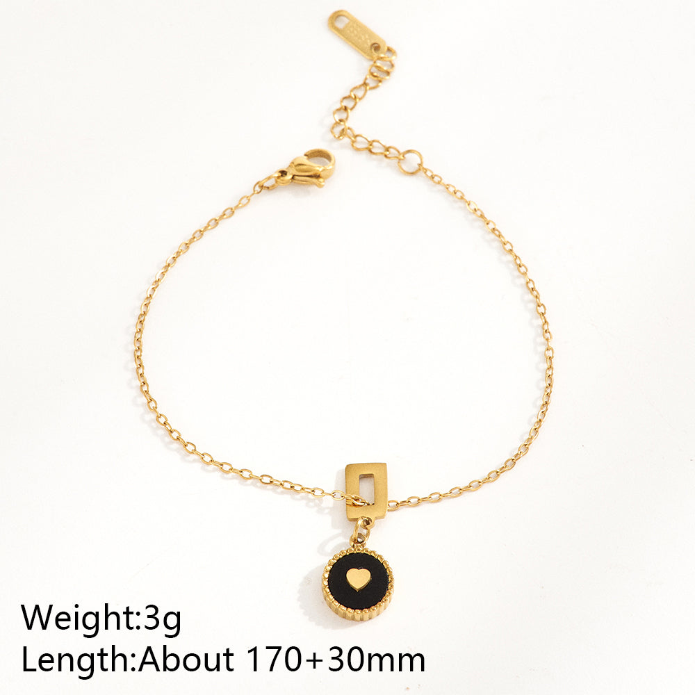 Trillion-cut Multi Charms Unisex Bracelet, 18K Gold PVD Electroplated, 304 Stainless Steel Chain With Rhinestones