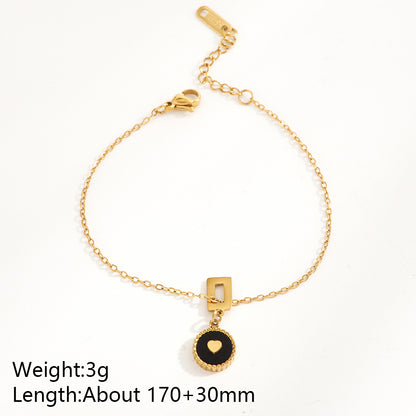 Trillion-cut Multi Charms Unisex Bracelet, 18K Gold PVD Electroplated, 304 Stainless Steel Chain With Rhinestones