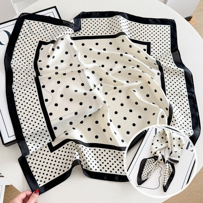 Sweet Style Women's Satin Silk Scarf Featuring Cashew Nuts Pattern In Black & White For Winter