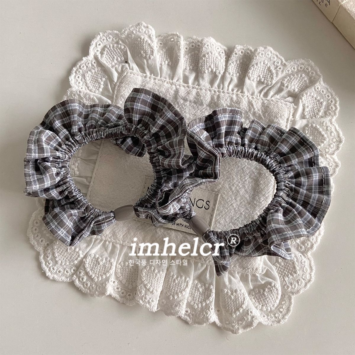 Plaid Scrunchie For Women In Black & White, Summer Cloth Hair Accessory
