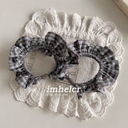A Pair of Light Blue-gray Plaid Hair Ties