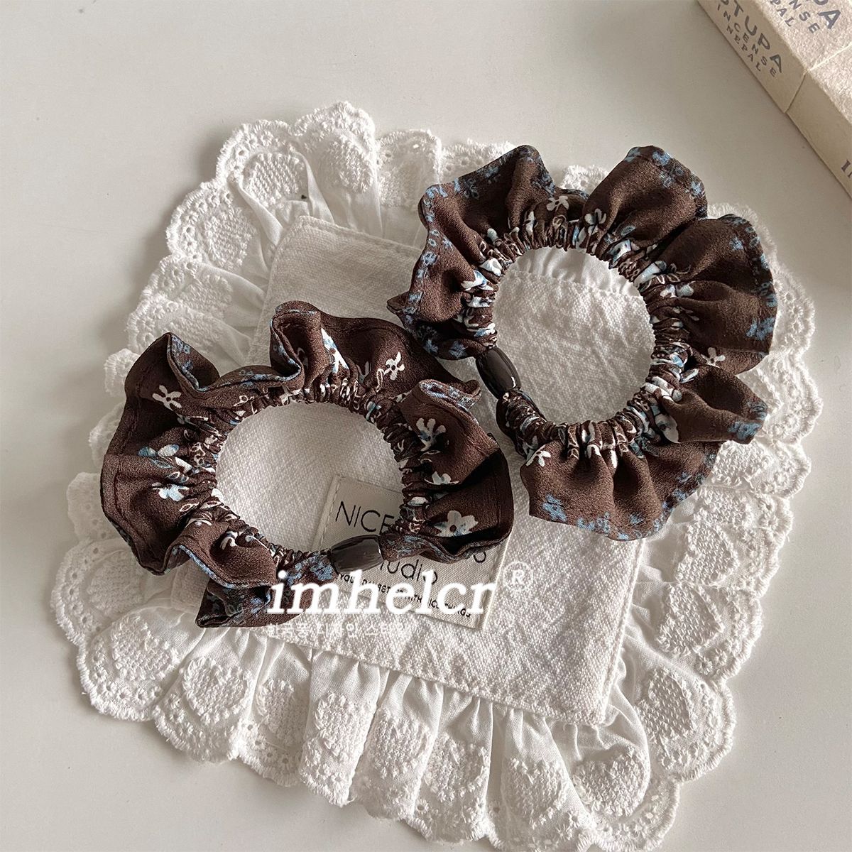 Plaid Scrunchie For Women In Black & White, Summer Cloth Hair Accessory