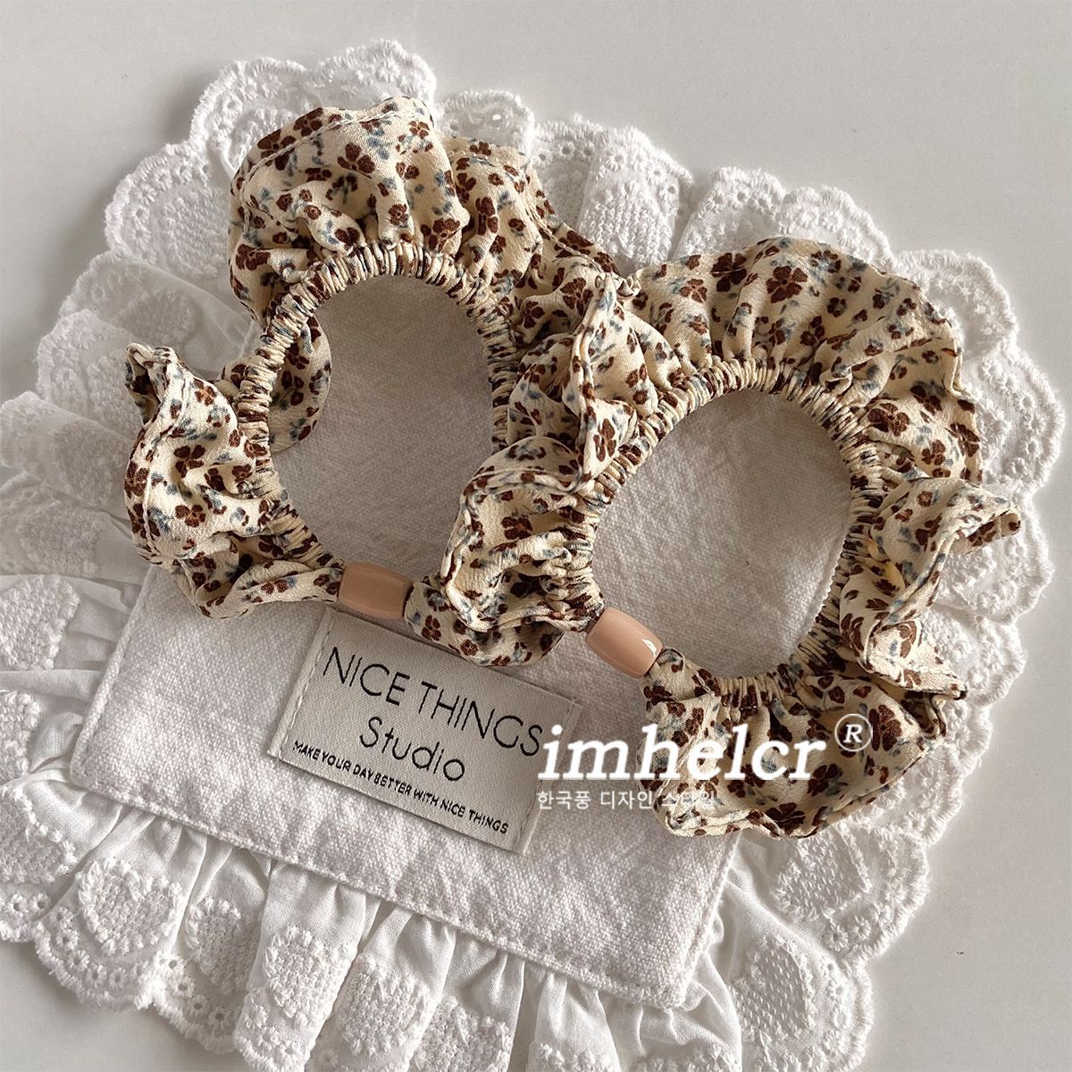 Plaid Scrunchie For Women In Black & White, Summer Cloth Hair Accessory
