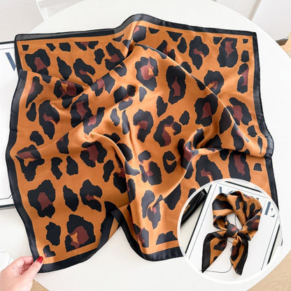 Sweet Style Women's Satin Silk Scarf Featuring Cashew Nuts Pattern In Black & White For Winter