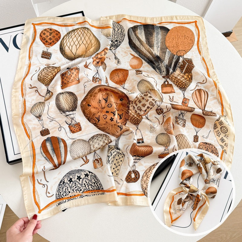 Sweet Style Women's Satin Silk Scarf Featuring Cashew Nuts Pattern In Black & White For Winter