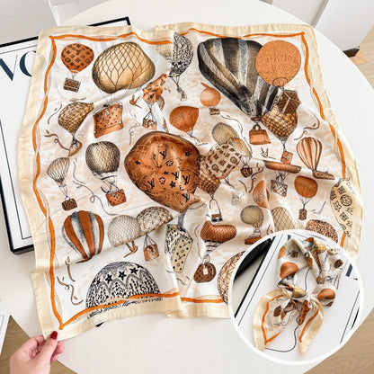 Sweet Style Women's Satin Silk Scarf Featuring Cashew Nuts Pattern In Black & White For Winter