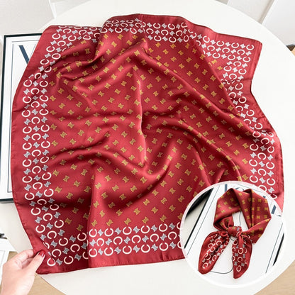 Sweet Style Women's Satin Silk Scarf Featuring Cashew Nuts Pattern In Black & White For Winter