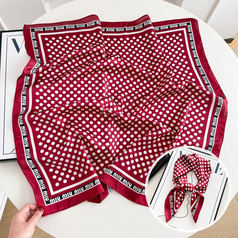 Sweet Style Women's Satin Silk Scarf Featuring Cashew Nuts Pattern In Black & White For Winter