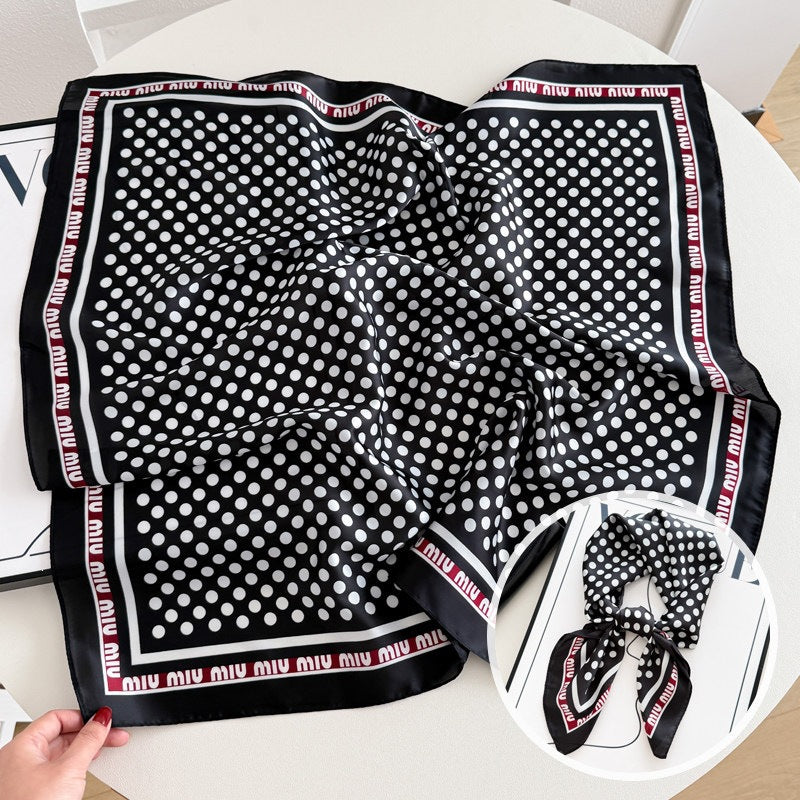 Sweet Style Women's Satin Silk Scarf Featuring Cashew Nuts Pattern In Black & White For Winter