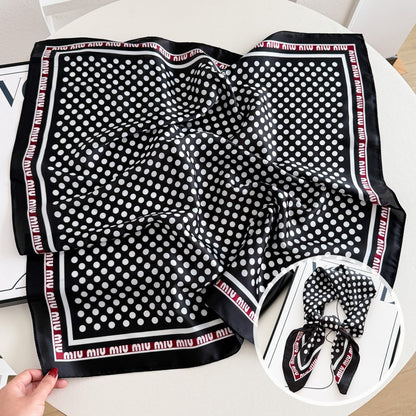 Sweet Style Women's Satin Silk Scarf Featuring Cashew Nuts Pattern In Black & White For Winter