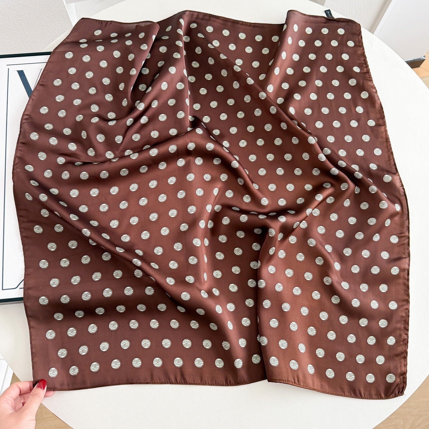 Sweet Style Women's Satin Silk Scarf Featuring Cashew Nuts Pattern In Black & White For Winter