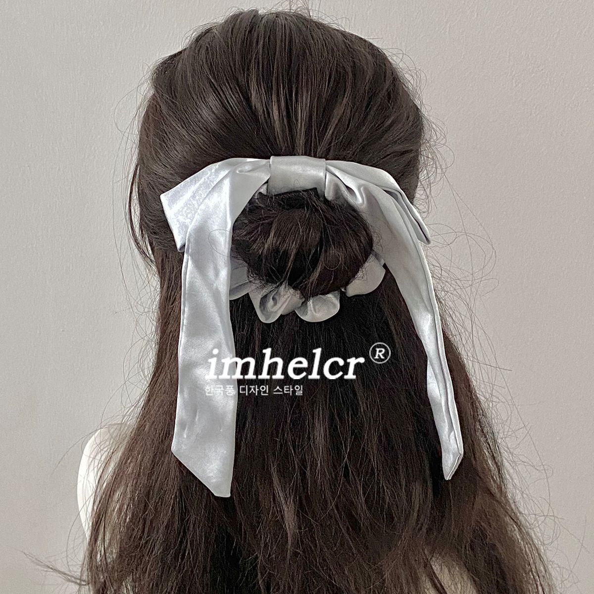 French Style Bow Tie Satin Scrunchie Hair Accessory In Champagne, Perfect For Summer