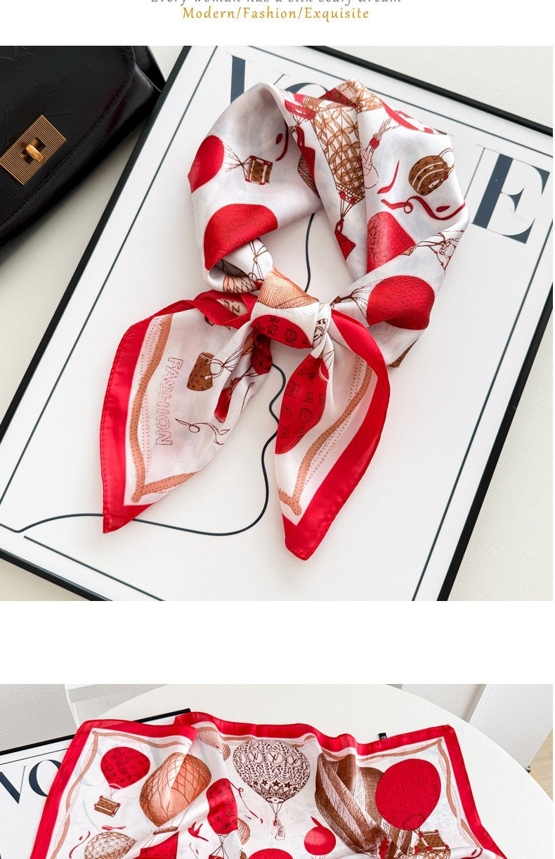 Sweet Style Women's Satin Silk Scarf Featuring Cashew Nuts Pattern In Black & White For Winter
