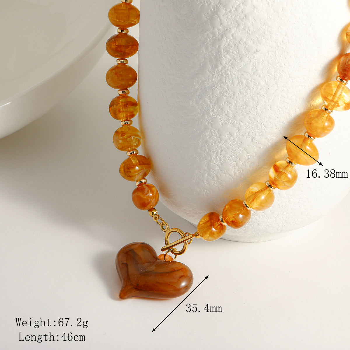 Heart Shape Beaded Chain Necklace For Women In Multicolor Acrylic Featuring Simple Style Beading